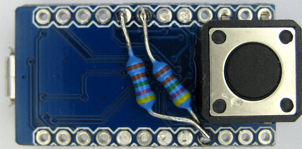 finalkey butoon connected to board, top view