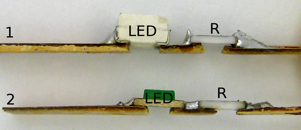 FinalKey
              leds on thin stripboard, side view